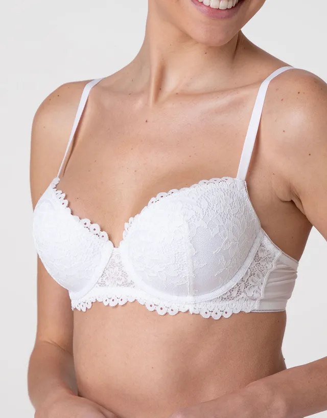 Lovable Garden Flowers Lace Stylish Lace reggiseno balconcino imbottito bianco