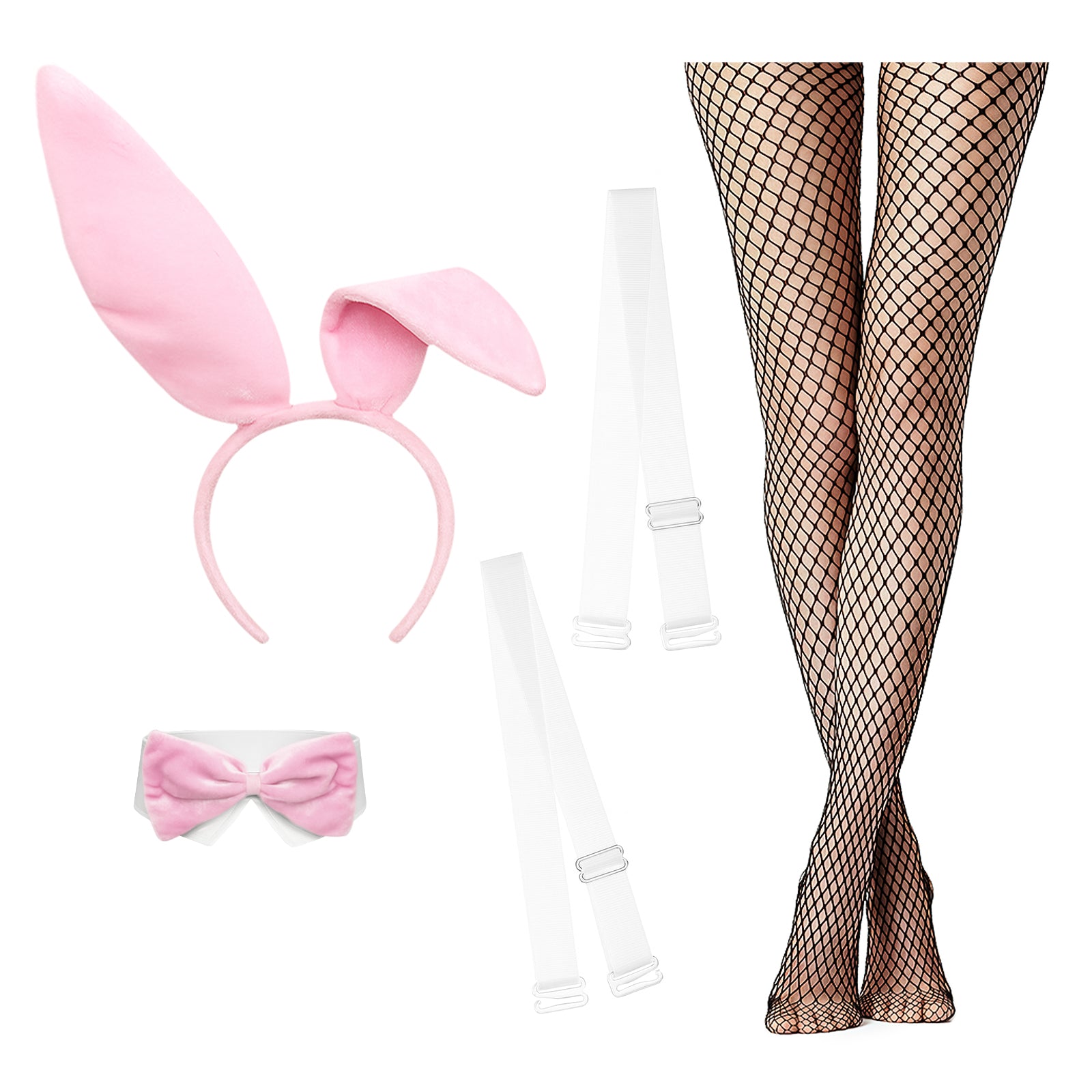 RSLOVE Costumes 7 Piece Bunny Costume Teddy Bodysuit Set body nero