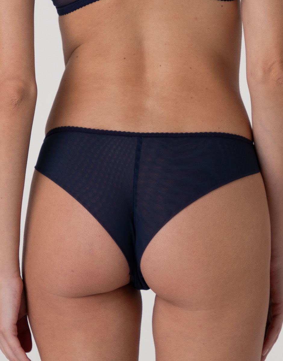 Lovable So Lacy Panties Elegant Embroidery brasiliano blu navy tulle ricamato