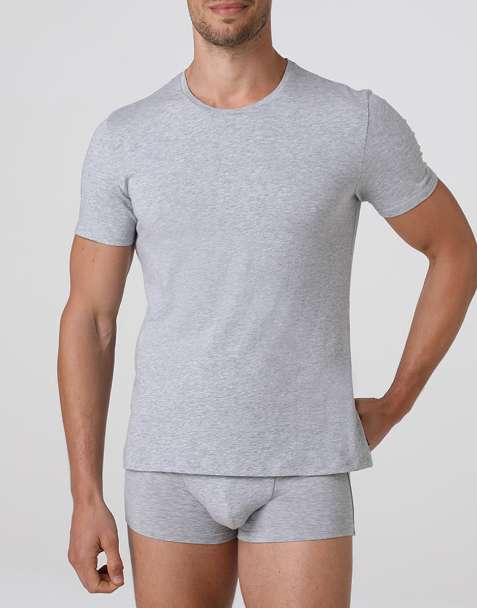 Lovable Basic Soul L6016 T-shirt girocollo in cotone grigio melange