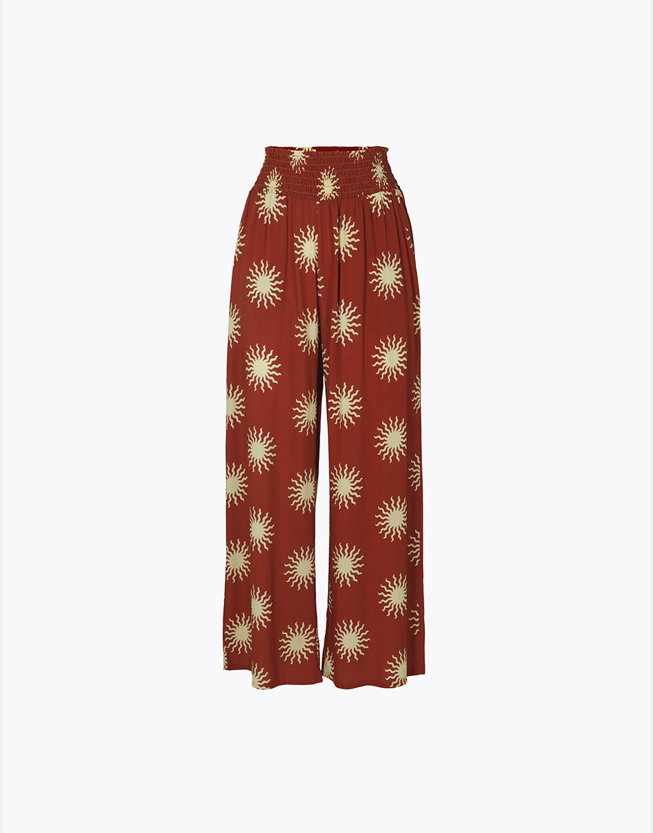 Lovable Basic Soul Pantaloni in viscosa terra stampa sole pantaloni mare