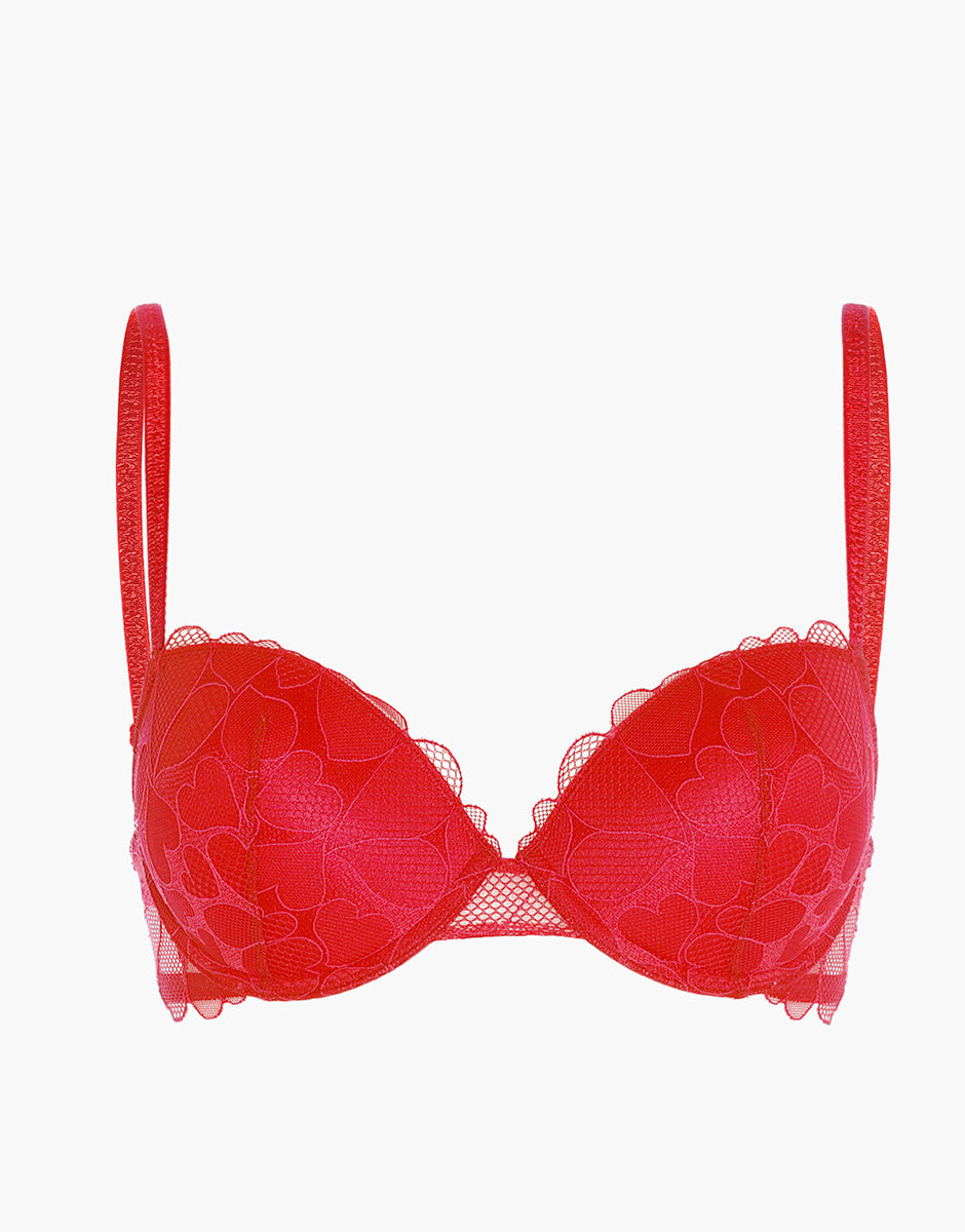 Lovable Garden Flowers Lace Romance Hearts reggiseno push-up rosso