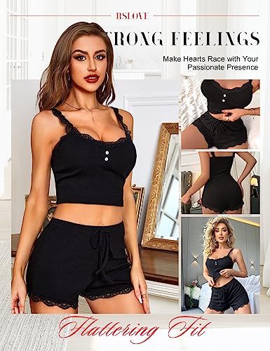 RSLOVE Pajama Set Lace Strap Cami Shorts pigiama due pezzi multicolore