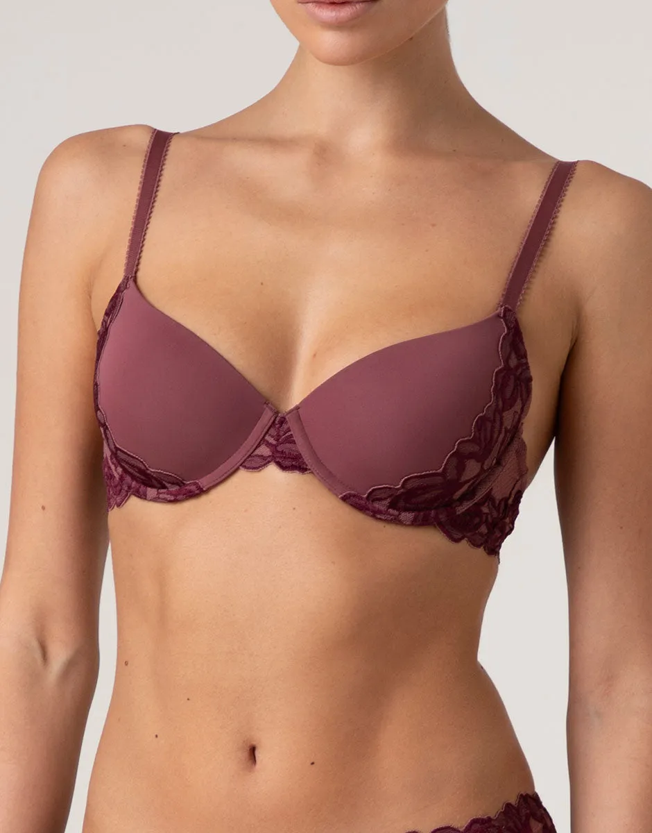 Lovable Garden Flowers Lace Elegant Muse reggiseno rosso amaranto 3B imbottito