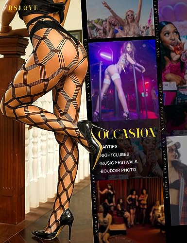 RSLOVE Patterned tights collant a rete a vita alta nero taglia unica