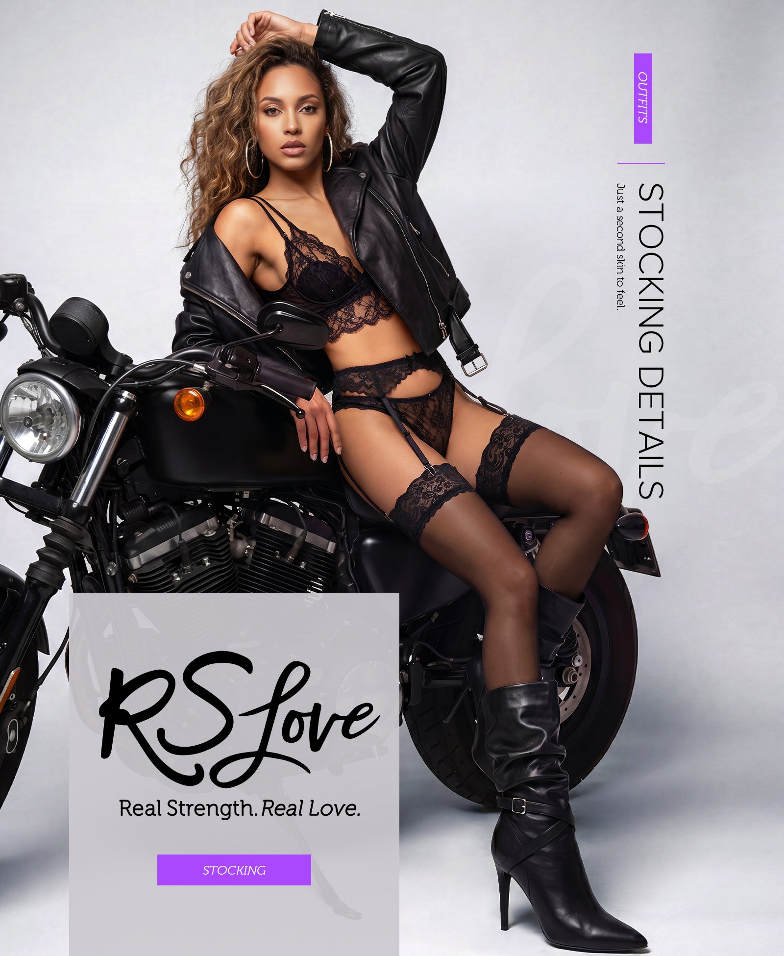 RSLOVE Thigh High Sheer Lace set reggicalze e autoreggenti nero S-XL