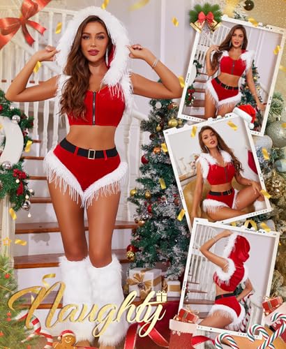 RSLOVE Costumes Velvet Santa completo rosso S-XL con cintura