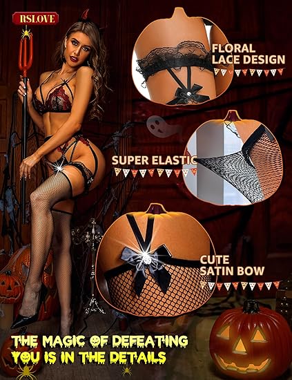 RSLOVE Thigh High Fishnet Thigh High Stockings calze a rete nere con fiocco