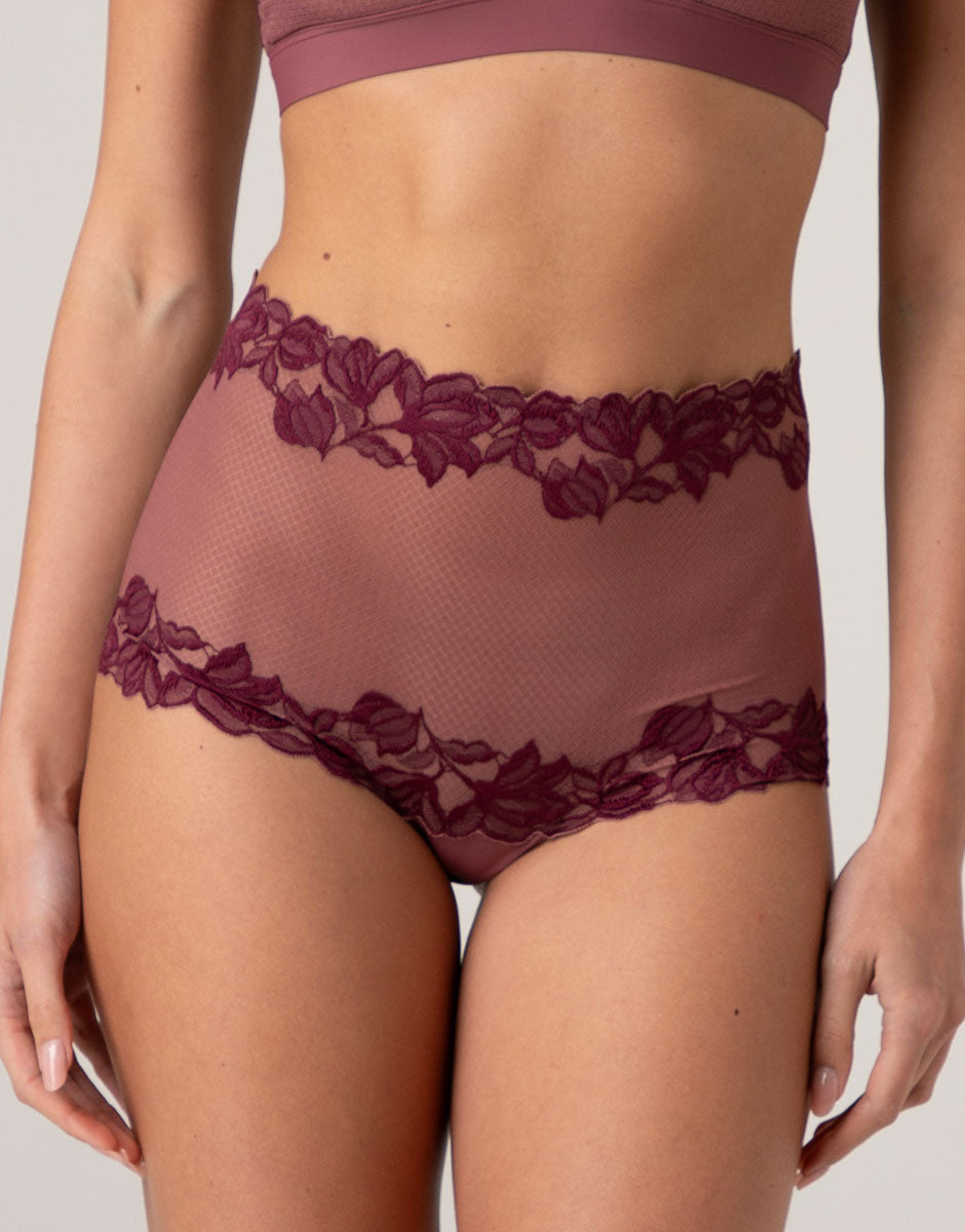 Lovable So Lacy Panties Slip Alto Elegant Muse rosso amaranto e vinaccia 2/S pizzo