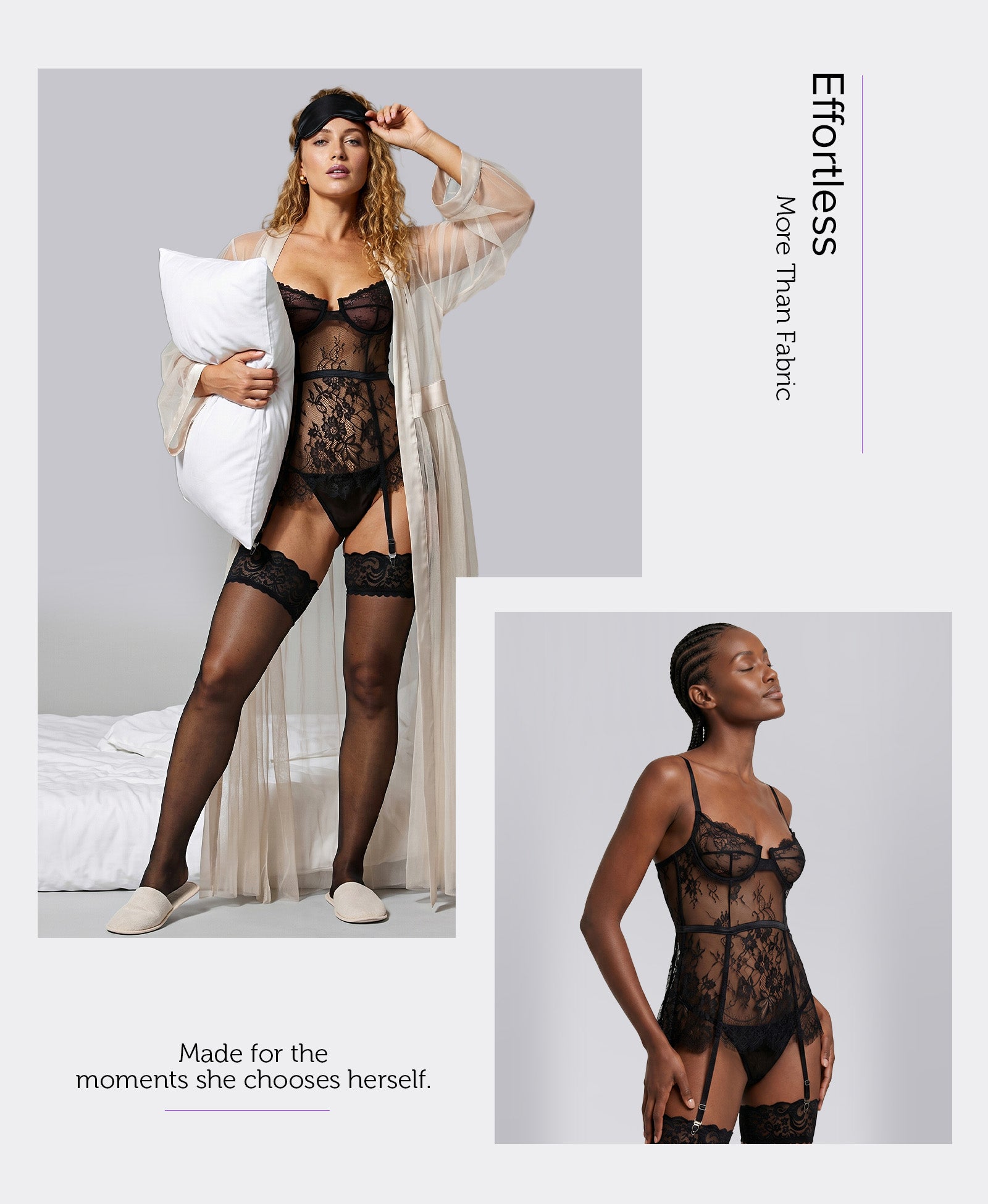 RSLOVE Lingerie Set babydoll in pizzo e mesh con ferretto