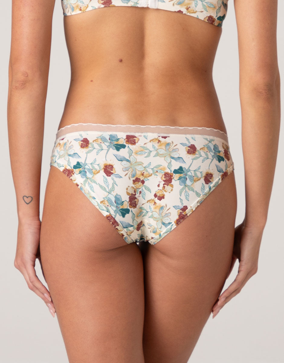 Lovable My Daily Comfort Printed slip in microfibra stampa fiori avorio perlato