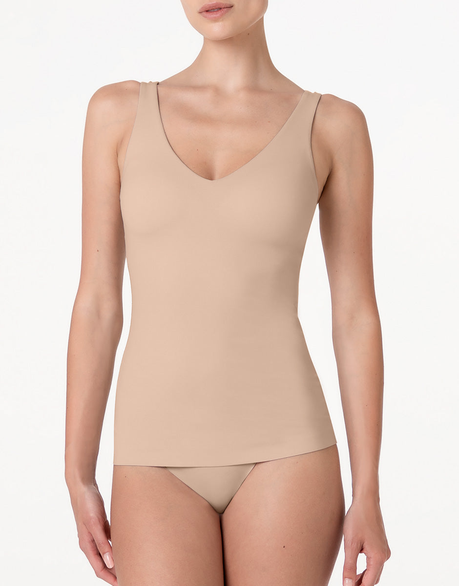 Lovable Invisible Fusion canotta Scollo a V con Reggiseno Integrato nudo chiaro