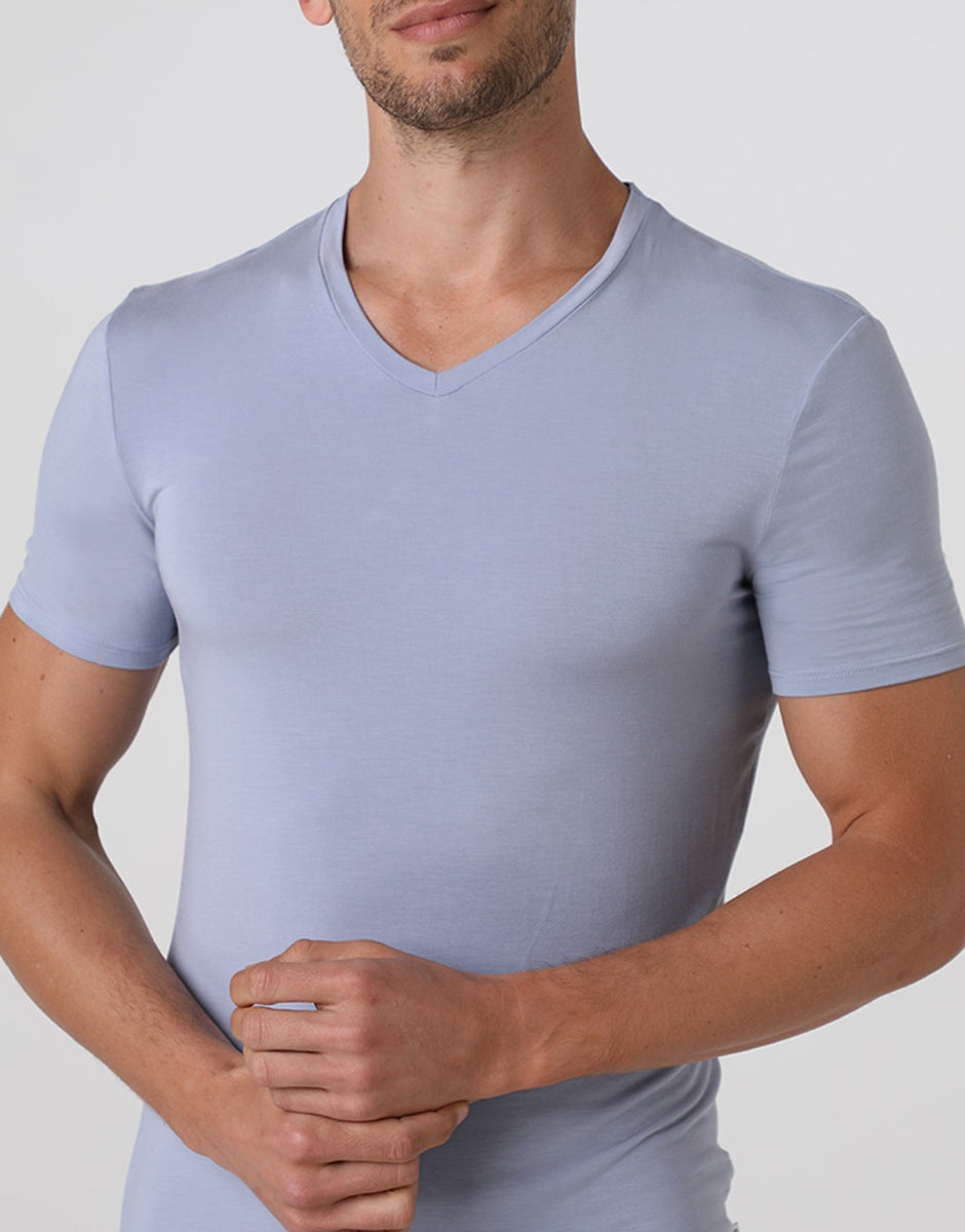 Lovable Value Elegance T-shirt uomo scollo a V grigio chiaro
