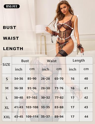 RSLOVE Garter Belt 3 Piece body in pizzo con reggicalze e polsini