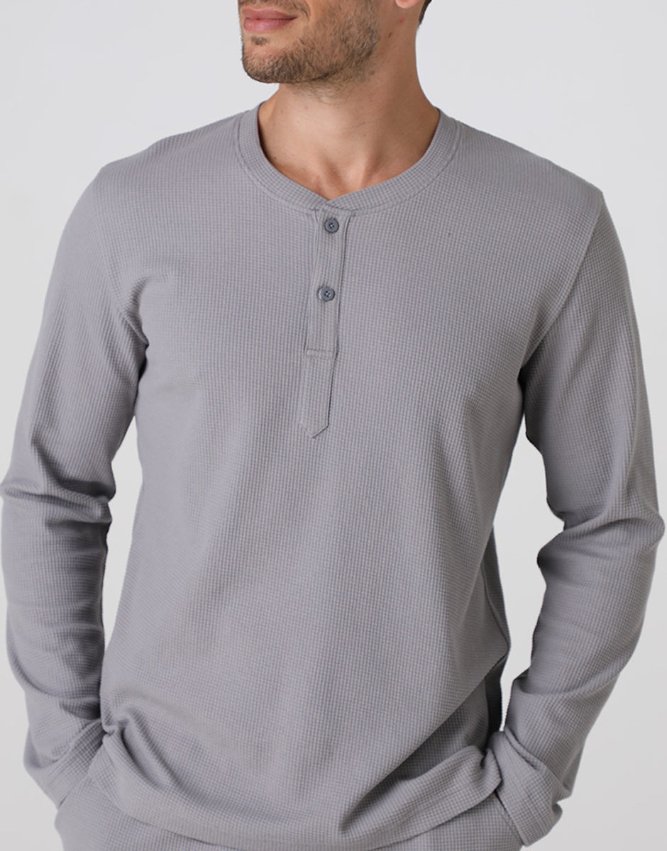 Lovable Basic Soul pigiama lungo serafino waffle grigio XXL
