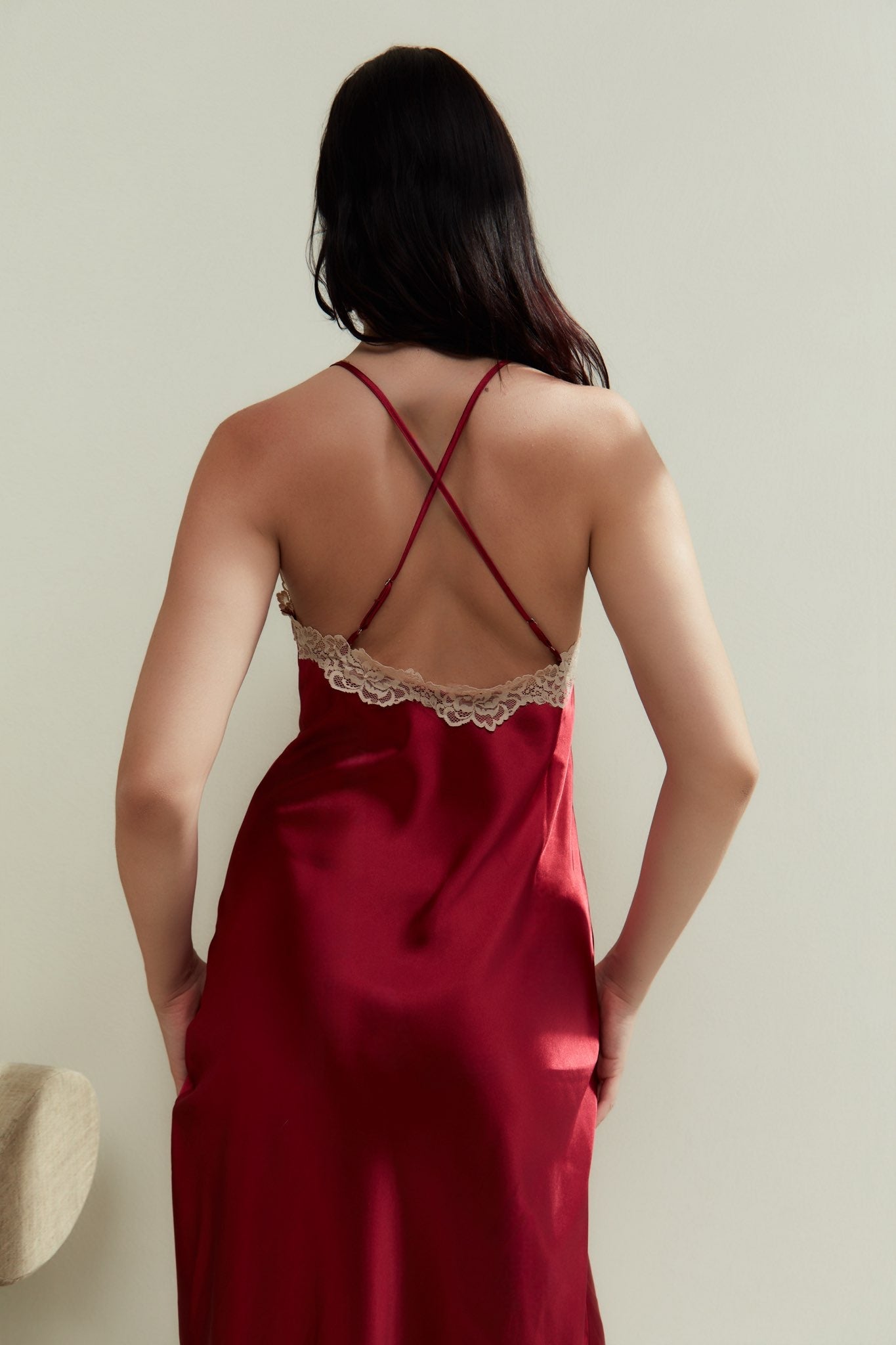 Malena Slip Camicia da notte Eve chemise rossa in raso
