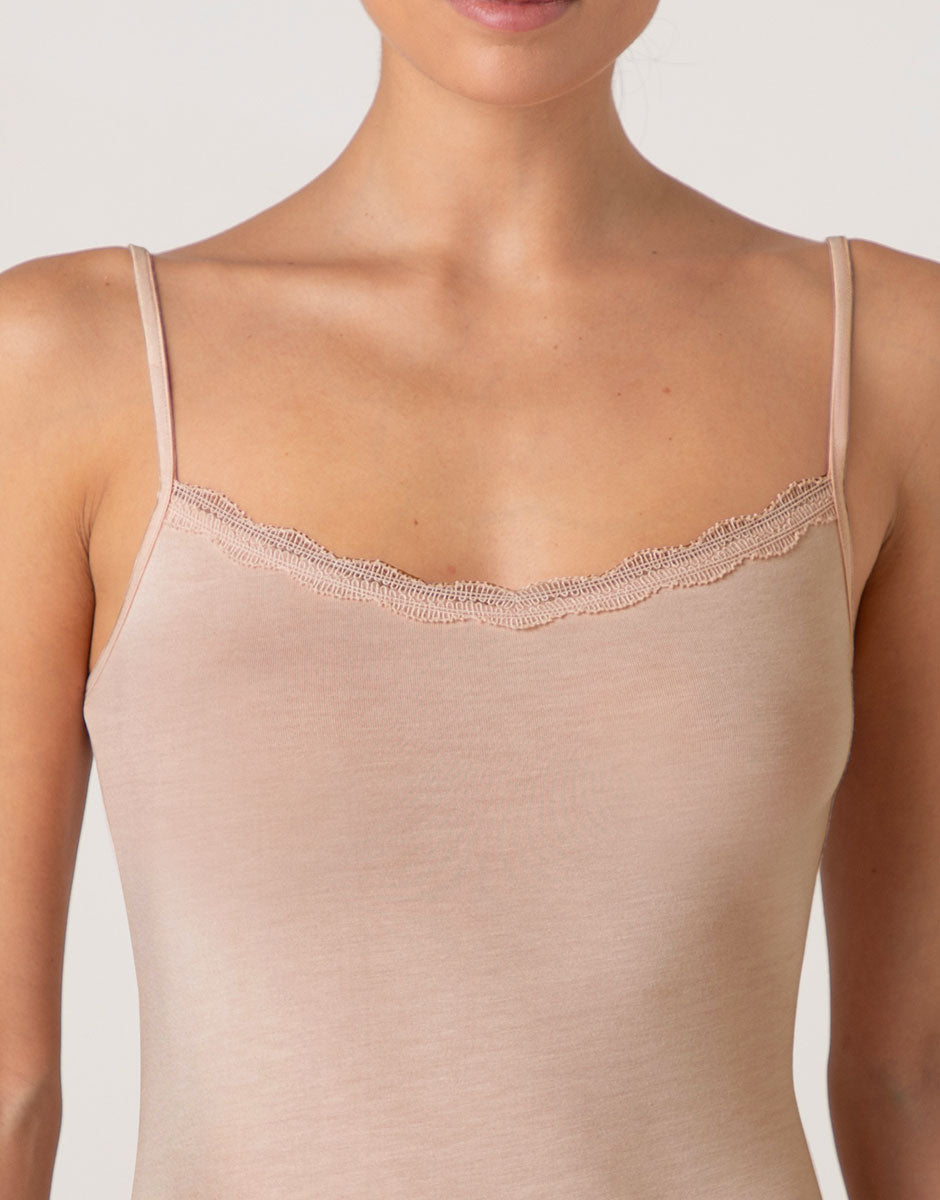 Lovable Basic Soul top in viscosa con pizzo rosa cipria
