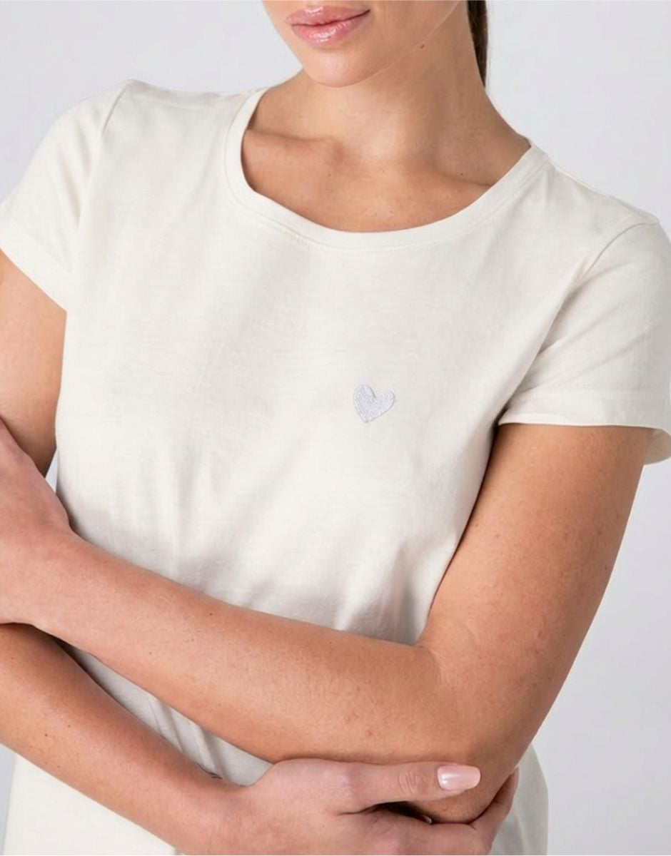 Lovable Basic Soul Pigiama corto girocollo in jersey bianco seta