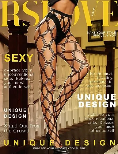 RSLOVE Patterned tights collant a rete a vita alta nero taglia unica