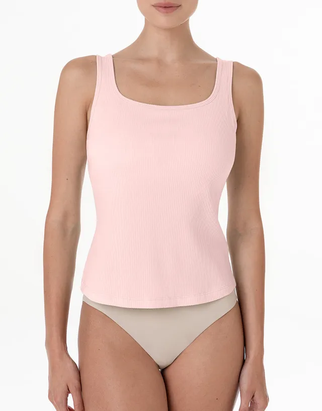 Lovable Basic Soul canotta con scollo quadrato rosa cipria in cotone a costine
