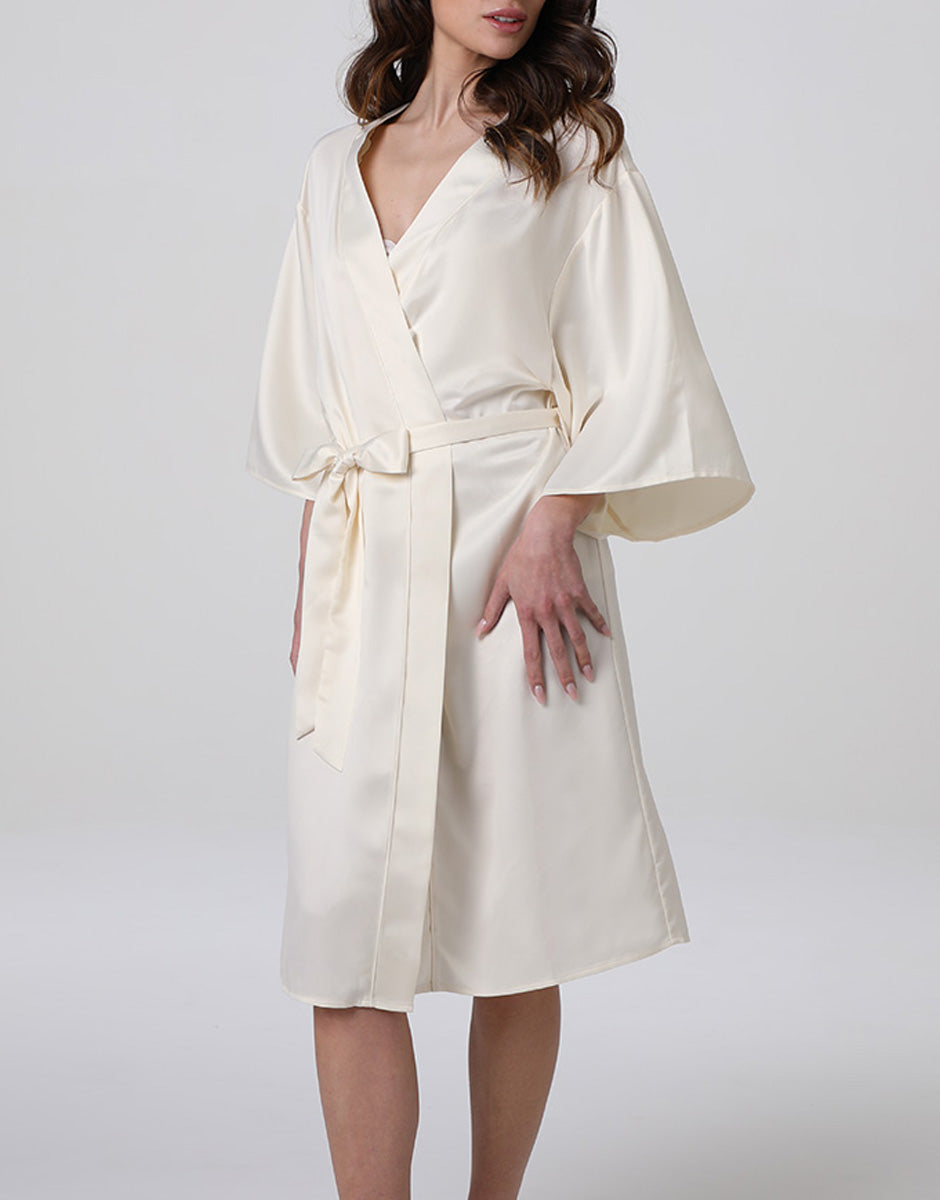 Lovable Basic Soul vestaglia in satin bianco latte