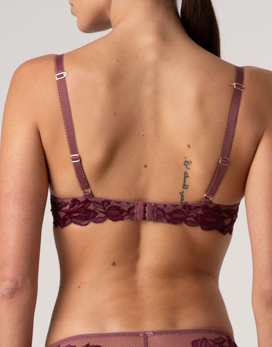 Lovable Garden Flowers Lace Elegant Muse reggiseno rosso amaranto 3B imbottito