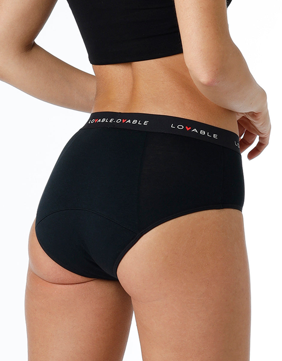Lovable Lovely slip alto ciclo nero flusso abbondante cotone bio