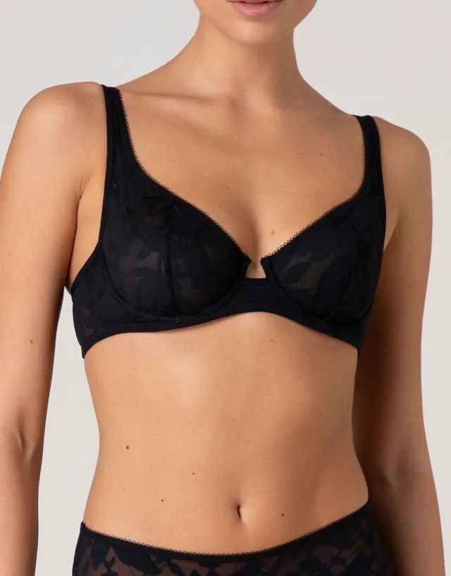 Lovable Garden Flowers Lace Modern Bloom Lace reggiseno balconcino nero