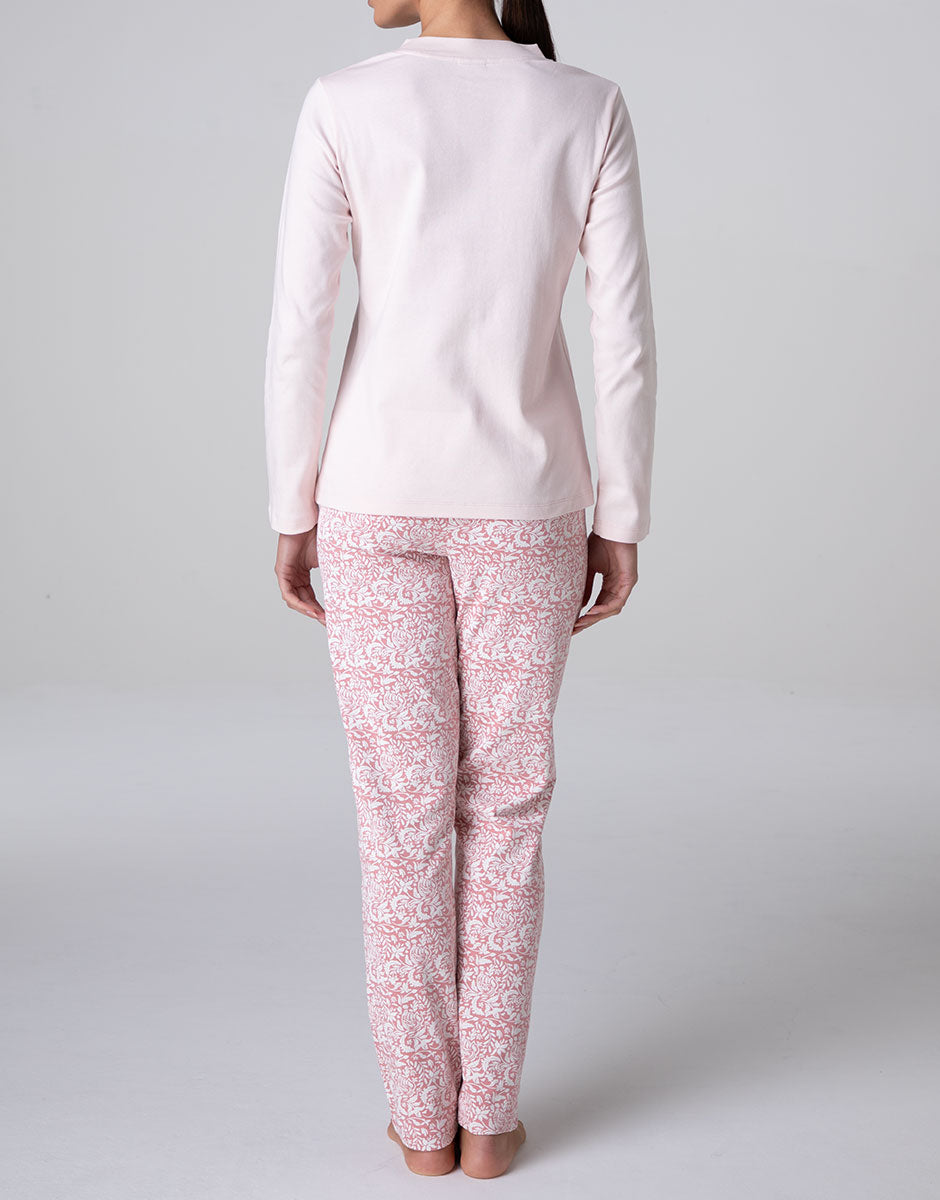 Lovable Basic Soul Pigiama Lungo Aperto rosa cipria interlock