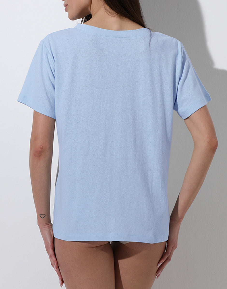 Lovable Basic Soul maglia manica corta scollo a V azzurra
