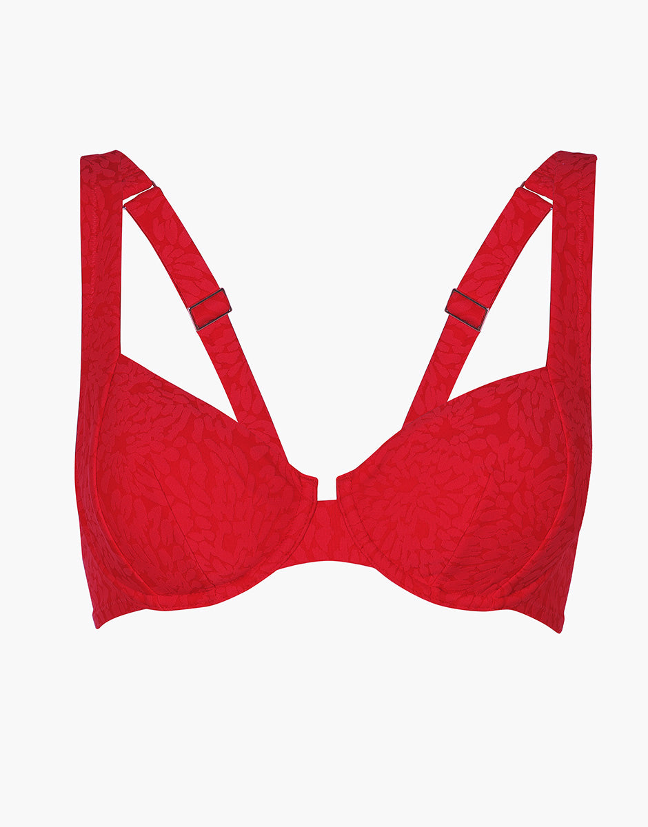 Lovable Glam Shiny Micro Festival Jacquard reggiseno costume rosso ibisco