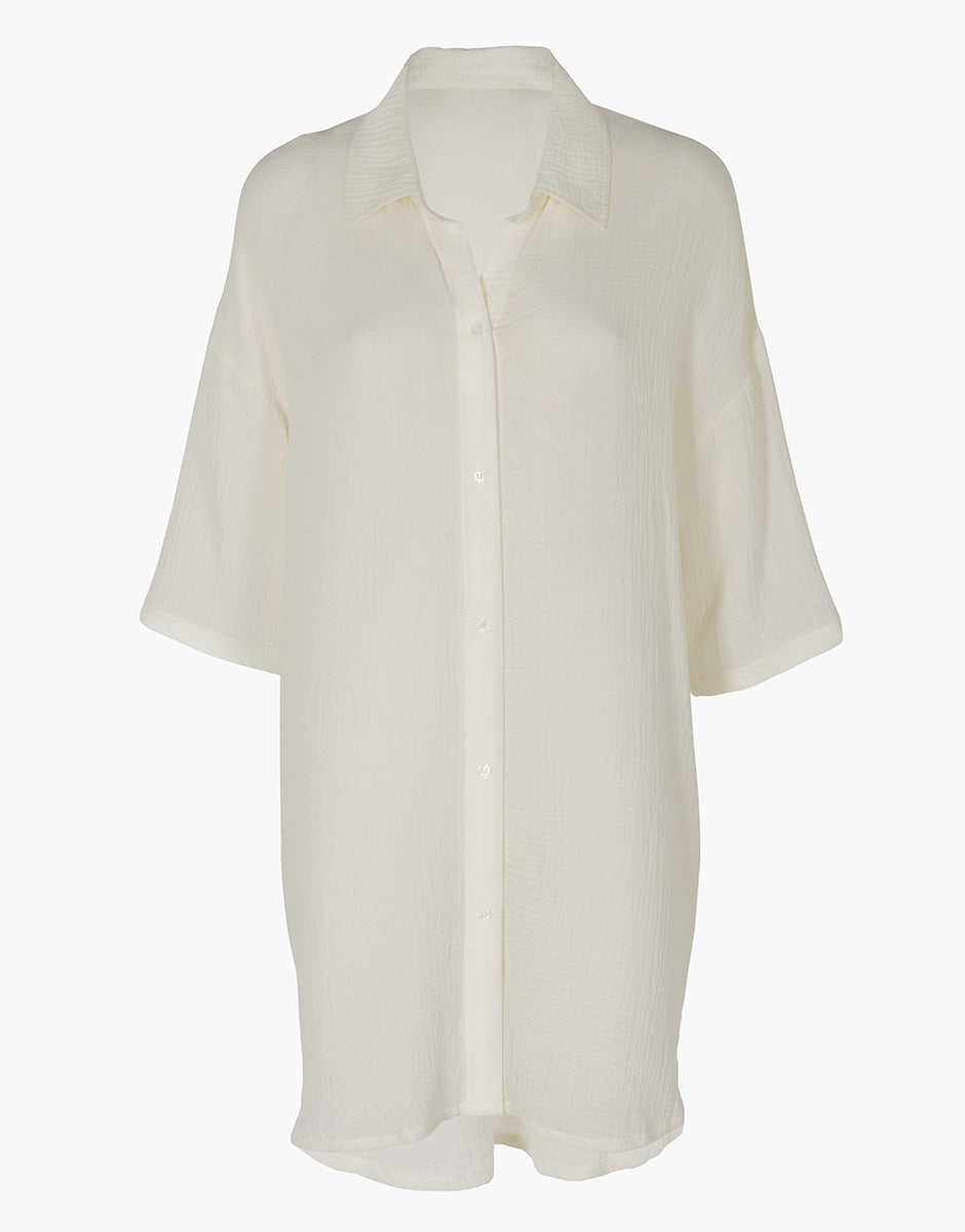Lovable Basic Soul abito camicia mare bianco seta in cotone