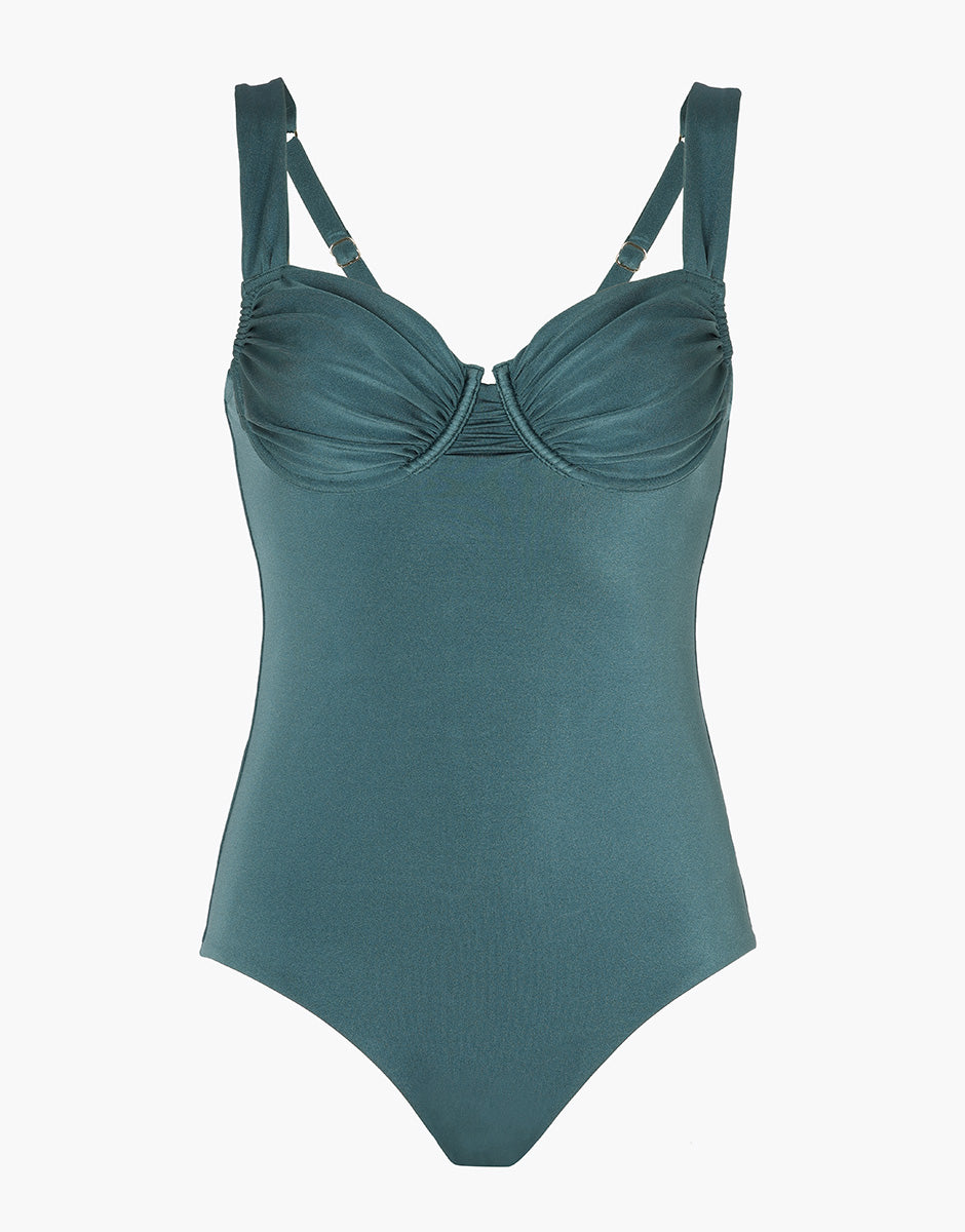 Lovable Glam Shiny Micro Plain Trendy Shiny Micro costume intero con ferretto verde mediterraneo