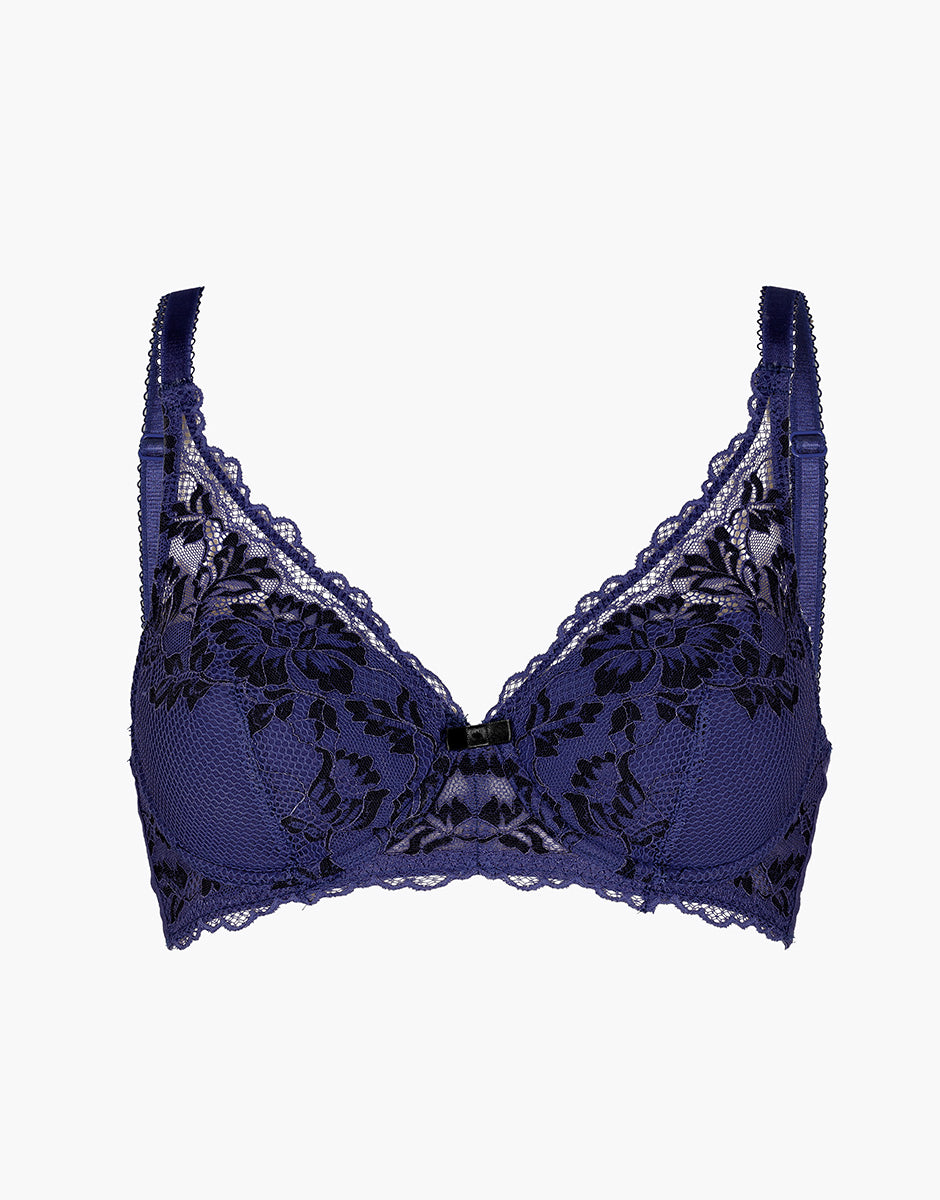Lovable Garden Flowers Lace reggiseno vela imbottito 2B blu violaceo