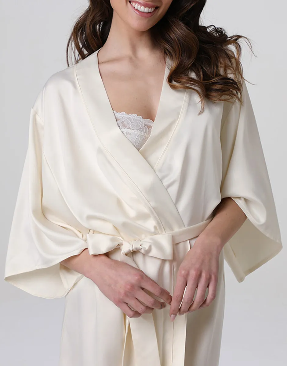 Lovable Basic Soul vestaglia in satin bianco latte