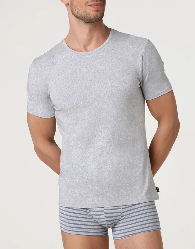 Lovable Basic Soul Jacquard Cotton Modal T-shirt girocollo grigio melange