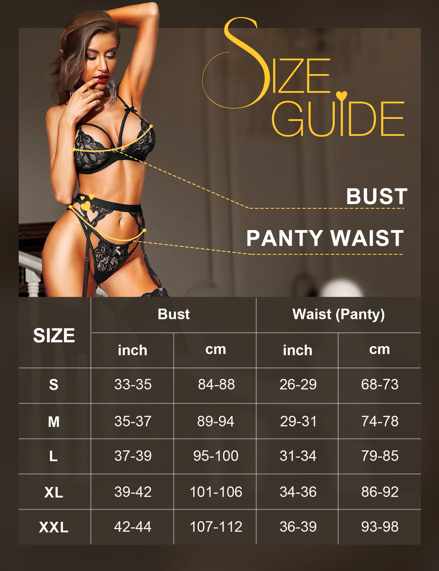 RSLOVE Garter Belt 3 Piece completo reggicalze nero in pizzo