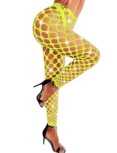 RSLOVE Patterned tights Sparkle Rhinestone collant a rete nero taglia unica