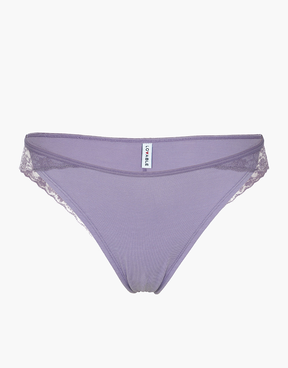 Lovable So Lacy Panties Table Panties Brasiliano in Cotone e Pizzo Violetto