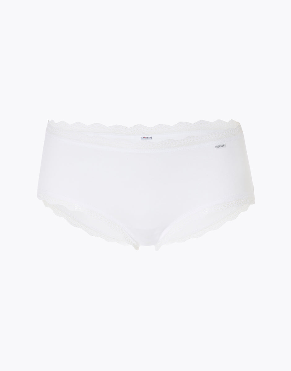 Lovable Lovely shorty bianco in cotone elasticizzato e pizzo