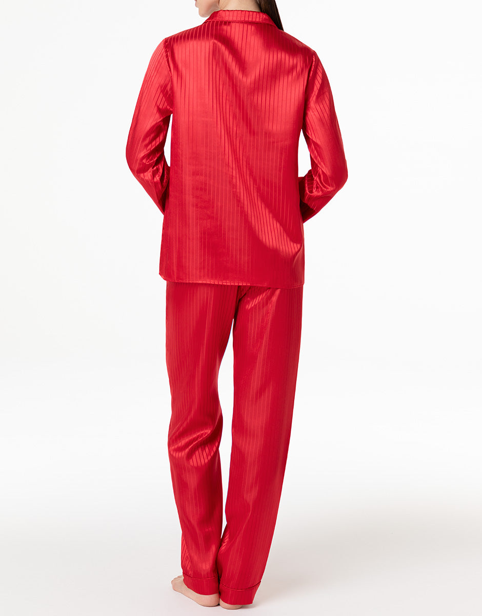 Lovable Basic Soul L0DMOPS-008 pigiama lungo rosso satin jacquard