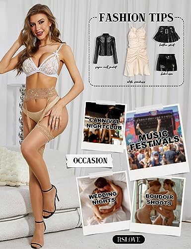 RSLOVE Stocking Sheer Garter Pantyhose calze autoreggenti nere