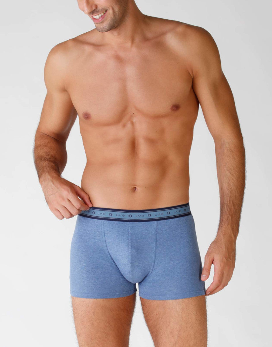 Lovable Value Elegance boxer uomo in cotone biologico blu melange confezione 2