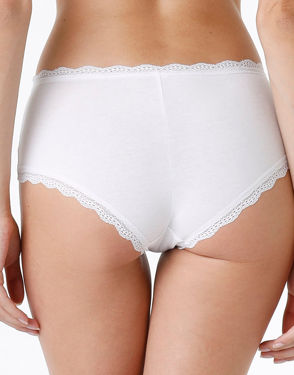 Lovable Lovely shorty bianco in cotone elasticizzato e pizzo