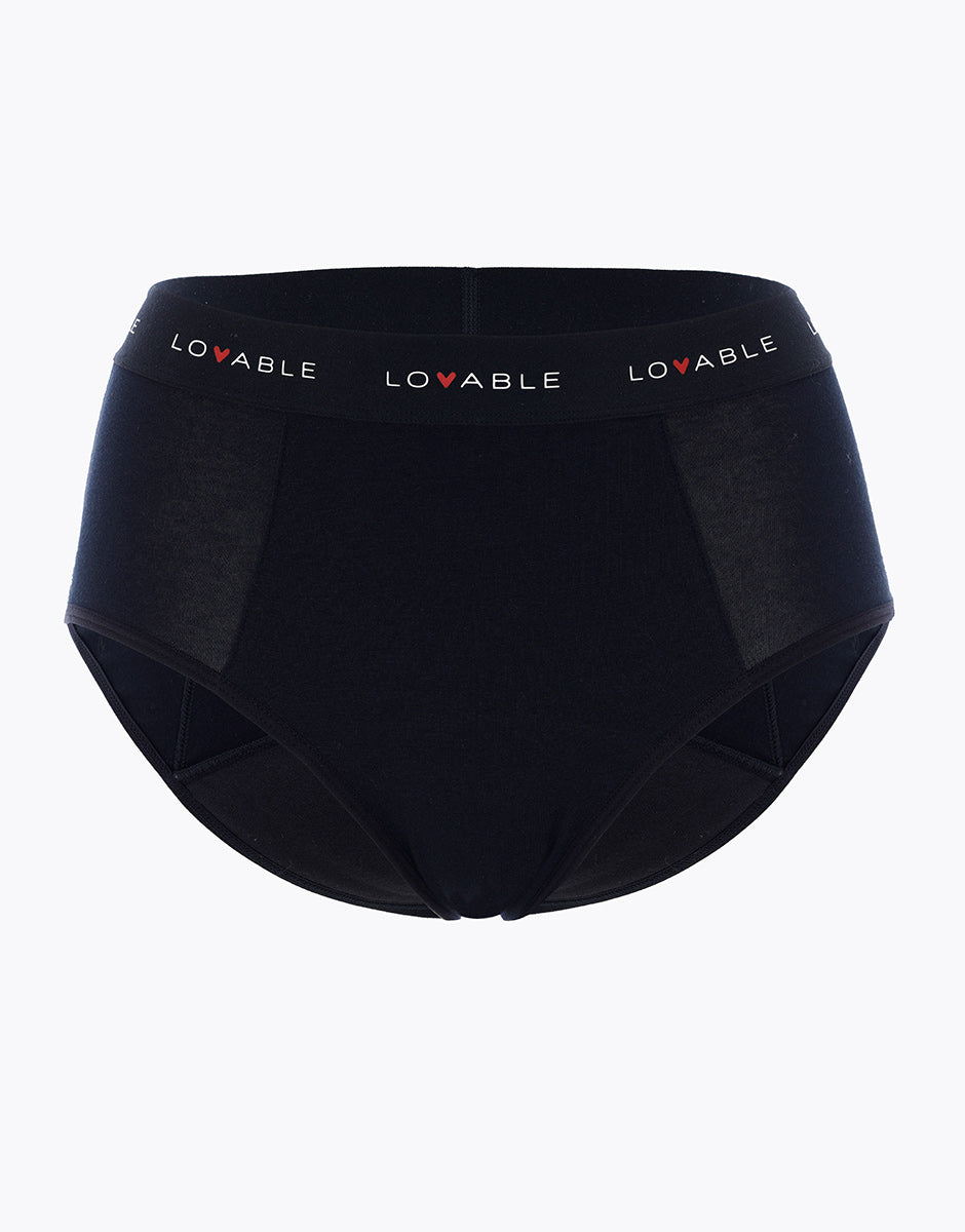 Lovable Lovely slip alto ciclo nero flusso abbondante cotone bio