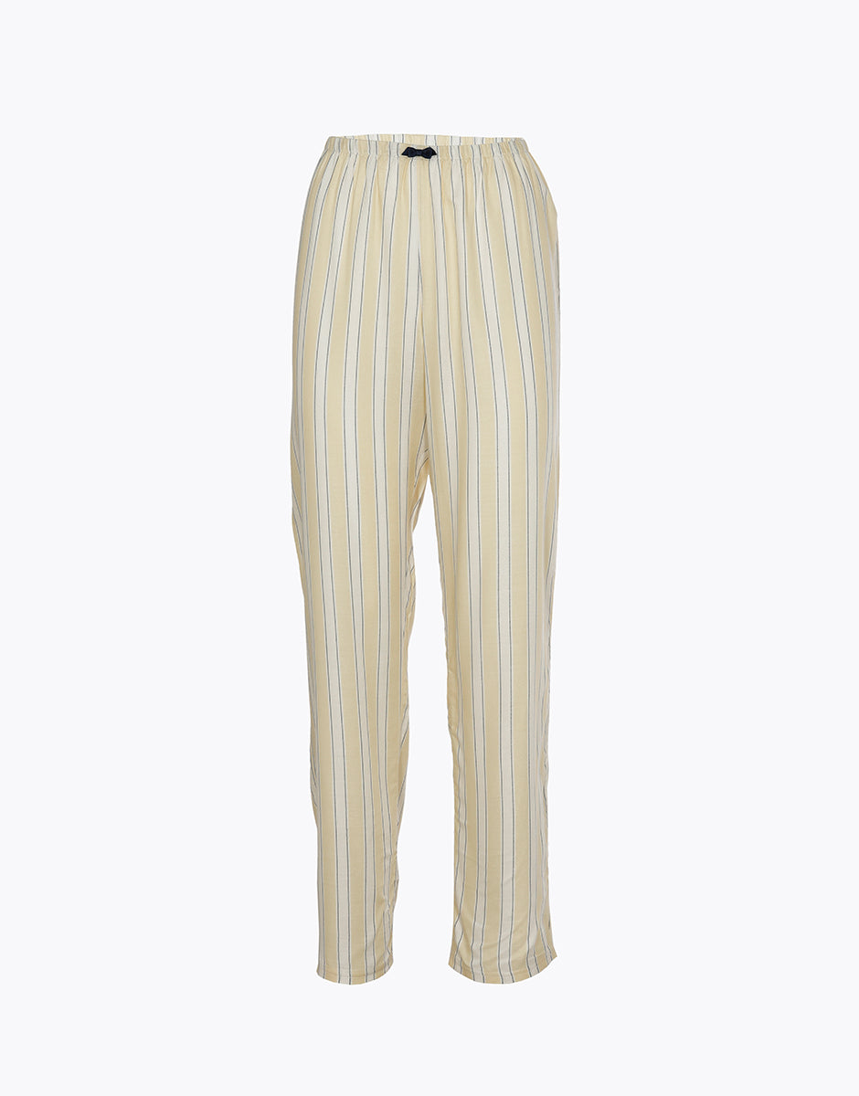 Lovable Basic Soul pantaloni lunghi in twill di viscosa a righe bianco crema