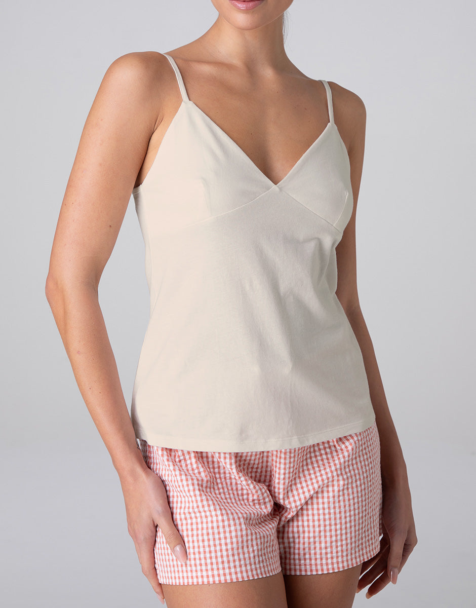 Lovable Basic Soul pigiama top e pantaloncino bianco latte in cotone