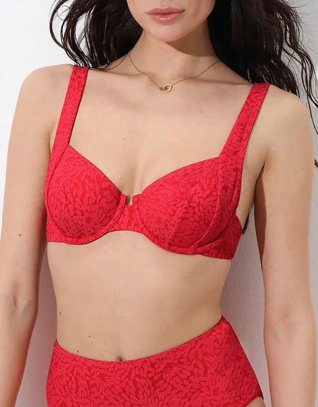 Lovable Glam Shiny Micro Festival Jacquard reggiseno costume rosso ibisco