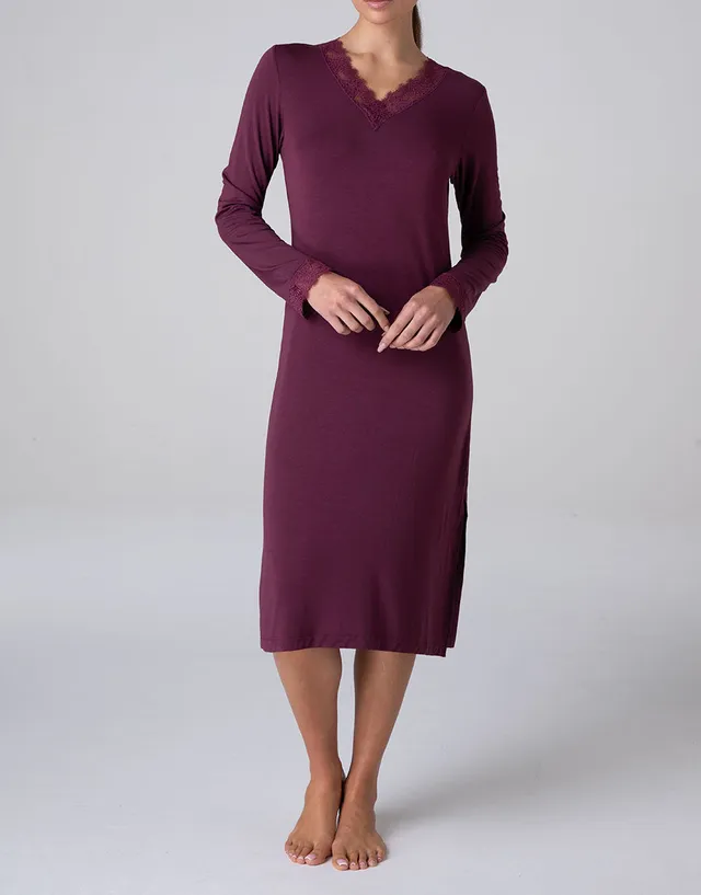 Lovable Basic Soul Elegant Modal camicia da notte lunga vinaccia