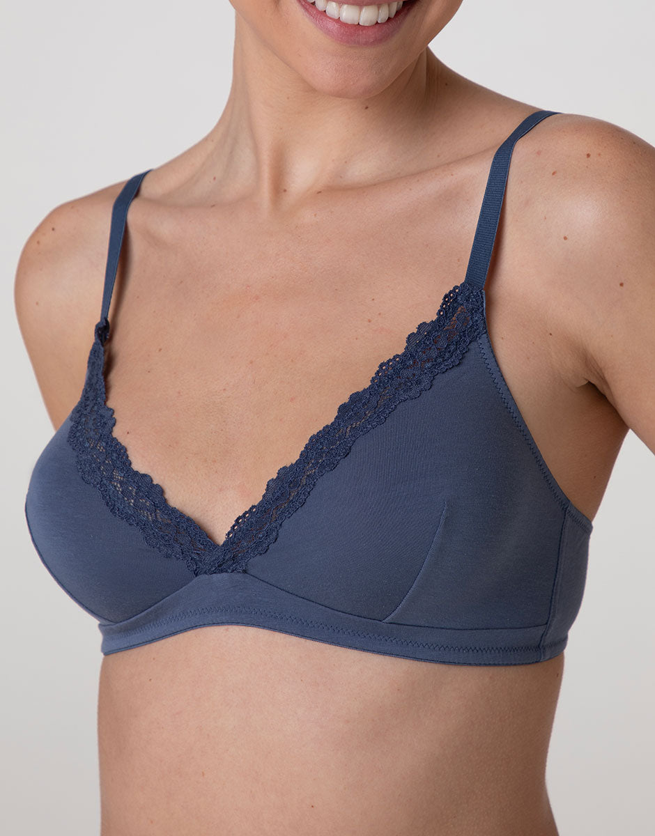 Lovable Invisible Cotton Trendy Modal reggiseno blu polvere